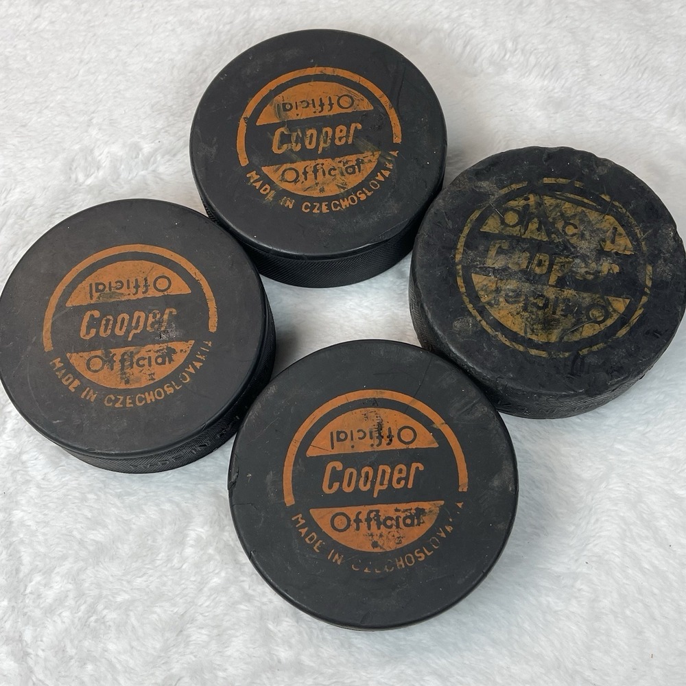 Vintage Cooper Official Hockey Puck Lot of 4 NHL Made in Czechoslovakia